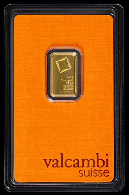 2.5 грама златно кюлче Valcambi Швейцария